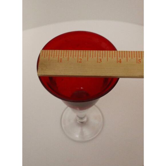 Artland Iris Ruby Red Seeded Bubble Water Goblets with Clear Stem - Picture 6 of 6